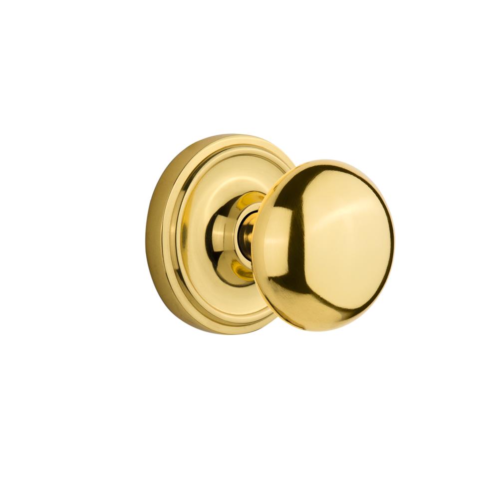 Nostalgic Warehouse CLANYK Mortise Classic Rosette with New York Knob in Polished Brass